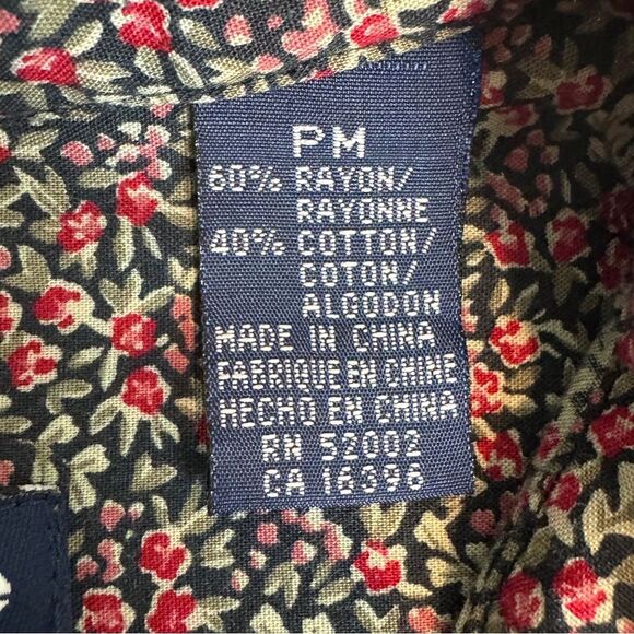 Liz Claiborne Lizsport Micro Floral Shirt Grosgrain Trim PM - Picture 6 of 9